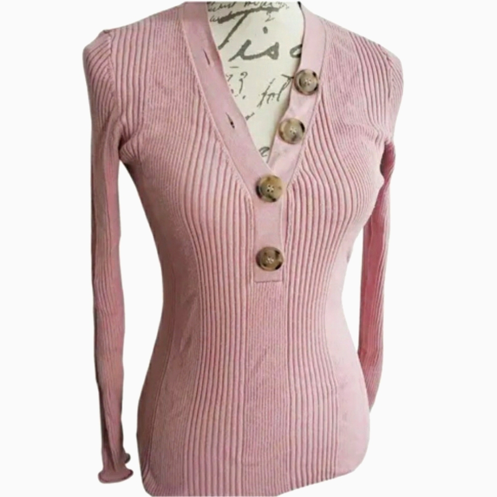■Jason Wu■Button Ribbed Wool Knit Top